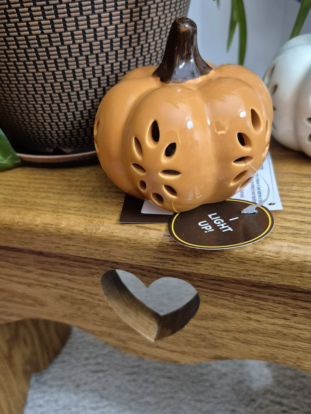 Ceramic Pumpkin LED Accent Trio - Orange, White, Green
